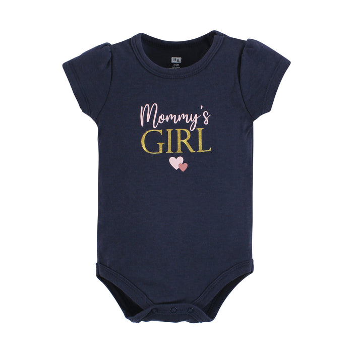 Hudson Baby Infant Girl Cotton Layette Set, Girl Mommy Pink Navy