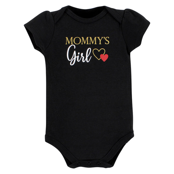 Hudson Baby Infant Girl Cotton Bodysuit, Pant and Shoe Set, Mommy's Girl