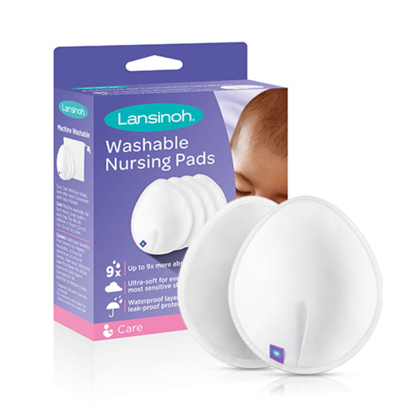 Lansinoh Washable Nursing Pads, White, 4 Count, Includes Mesh Wash Bag