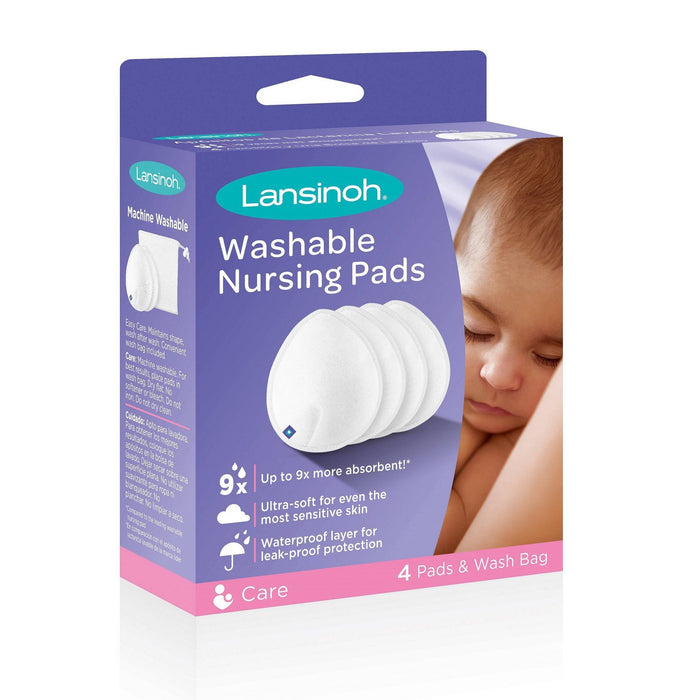Lansinoh Washable Nursing Pads, White, 4 Count, Includes Mesh Wash Bag