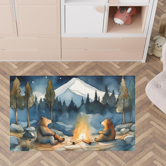 TeepeeJoy Bear Rug for Nursery and Kids Rooms - Bear Bonfire Bash