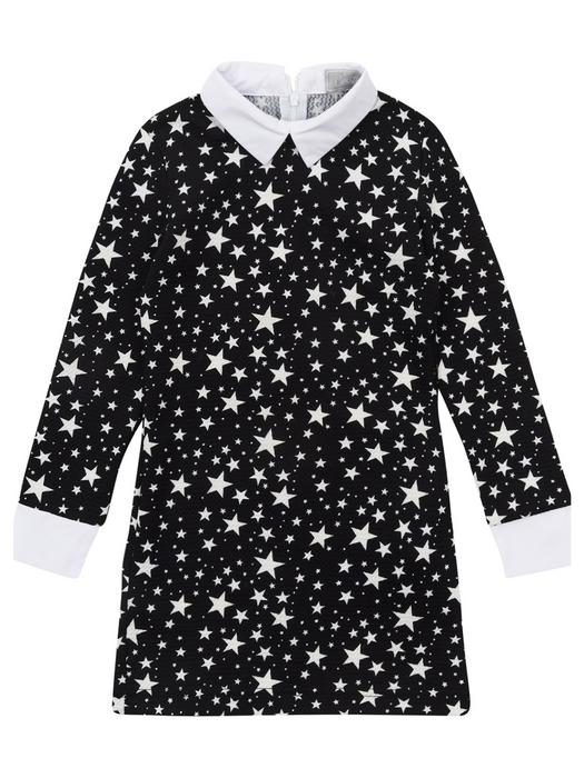 Mia Belle Girls Black Stellar Star Collared Dress by Kids Couture