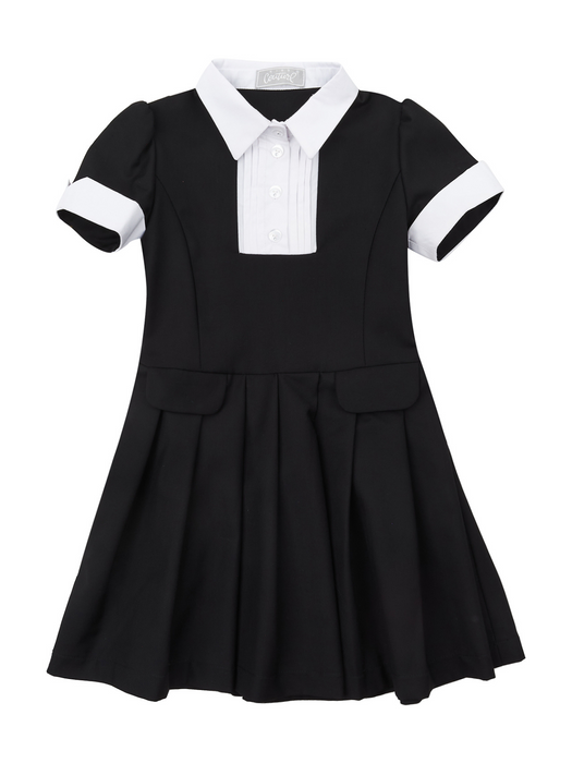 Mia Belle Girls Elegant Black Pleated Dress by Kids Couture