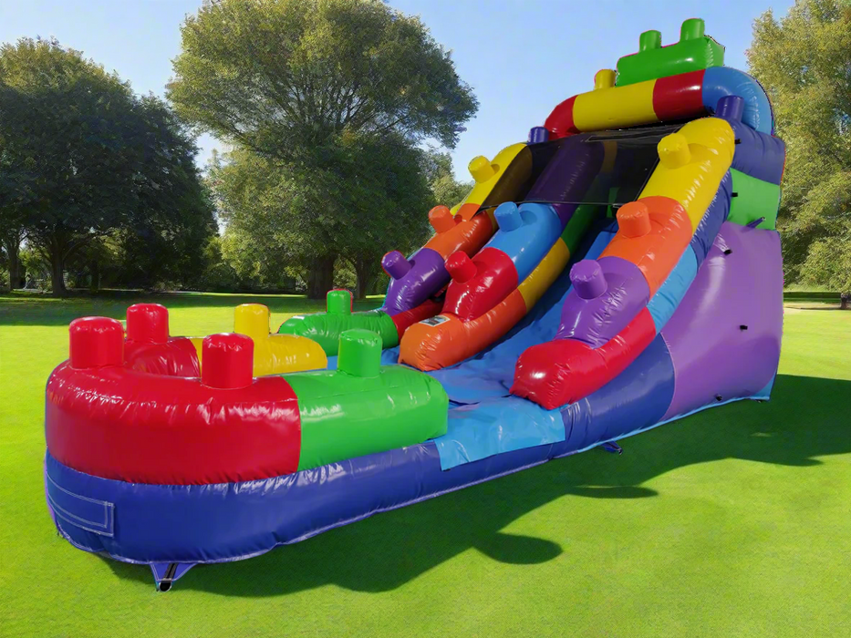 HullaBalloo 12' Blocks Inflatable Slide Wet/Dry