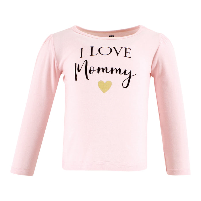 Hudson Baby Infant Girl Long Sleeve T-Shirts, Girl Mommy, 3-Pack