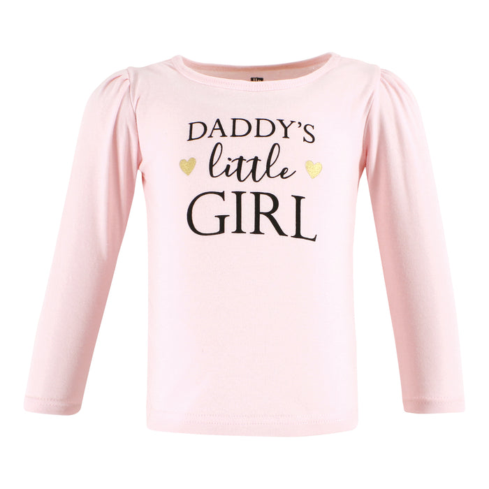 Hudson Baby Infant Girl Long Sleeve T-Shirts, Girl Daddy, 3-Pack