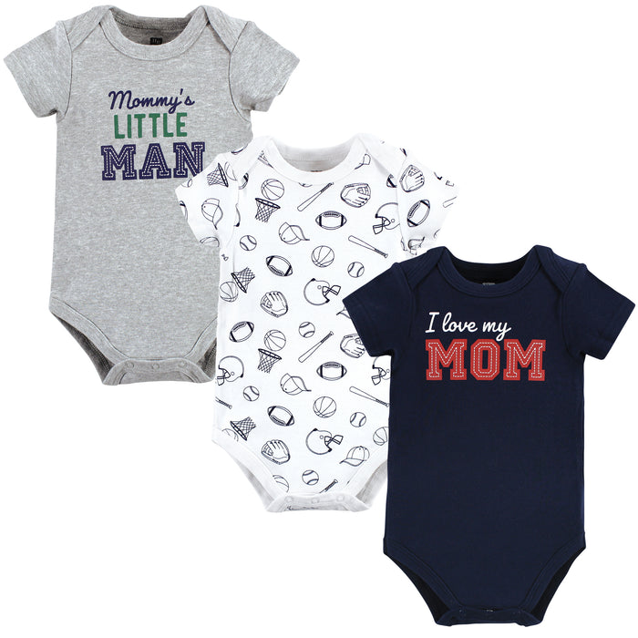 Hudson Baby Infant Boy Cotton Bodysuits, Love Mom