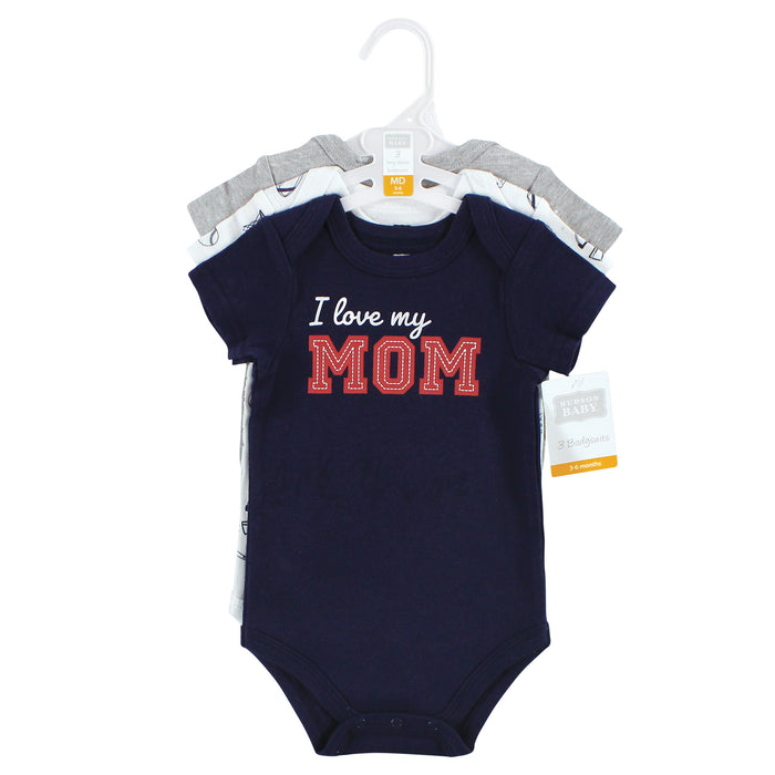 Hudson Baby Infant Boy Cotton Bodysuits, Love Mom