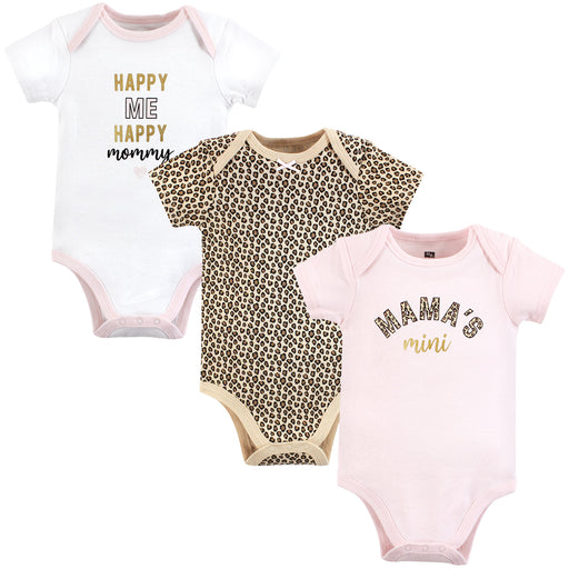 Hudson Baby Infant Girl Cotton Bodysuits, Leopard Mamas Mini, 3-Pack