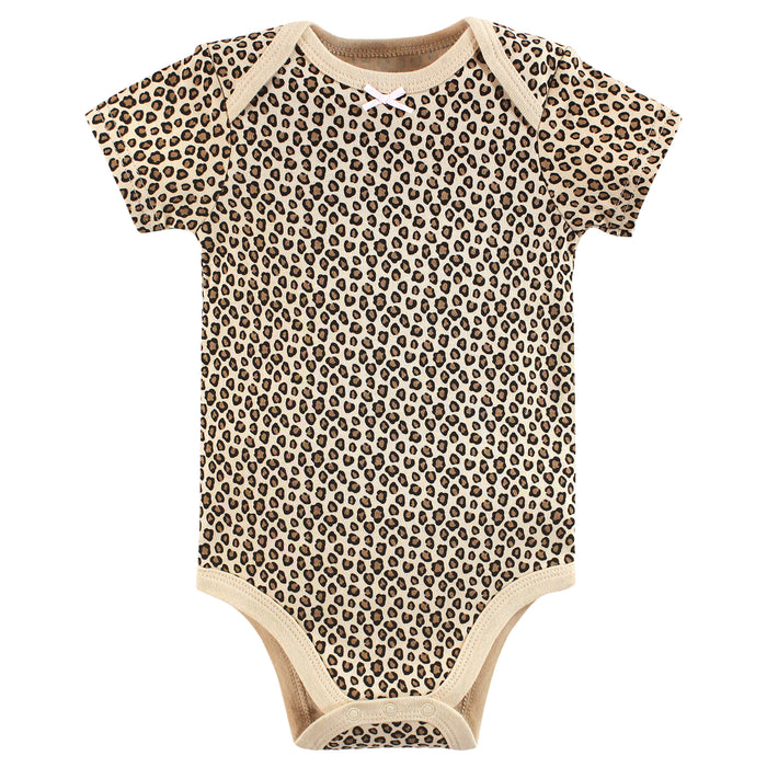 Hudson Baby Infant Girl Cotton Bodysuits, Leopard Mamas Mini, 3-Pack