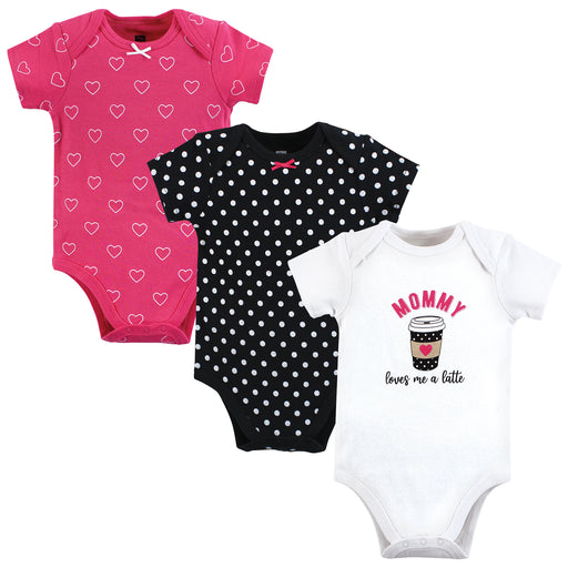 Hudson Baby Infant Girl Cotton Bodysuits, Mommy Latte, 3-Pack
