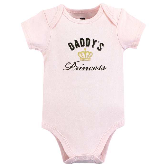 Hudson Baby Infant Girl Cotton Bodysuits, Daddys Princess, 3-Pack