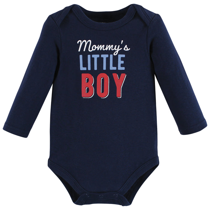 Hudson Baby Infant Boy Cotton Long-Sleeve Bodysuits, Mommys Little Boy