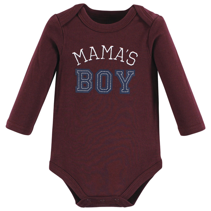 Hudson Baby Infant Boy Cotton Long-Sleeve Bodysuits, Mamas Boy