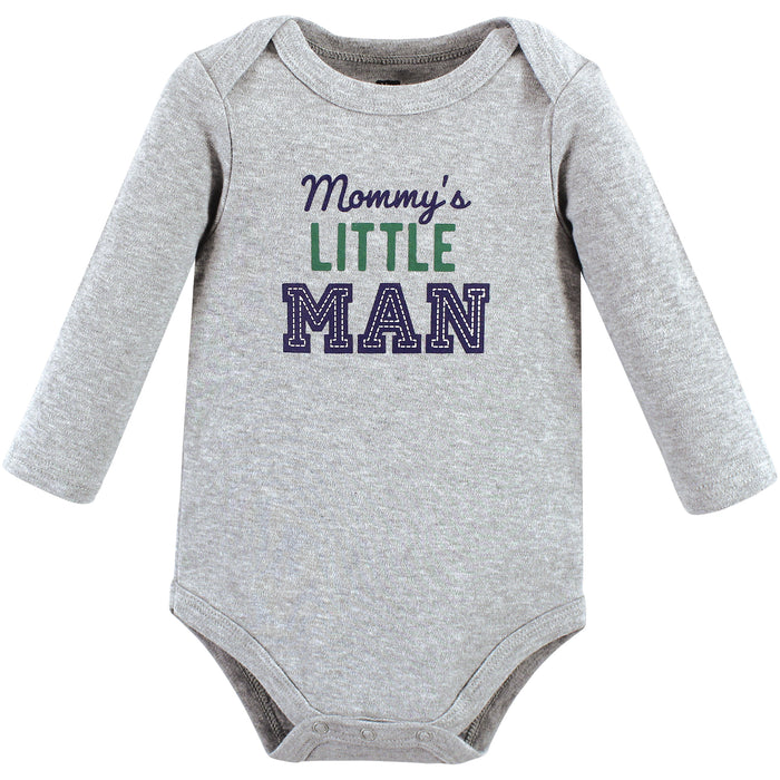 Hudson Baby Infant Boy Cotton Long-Sleeve Bodysuits, Love Mom