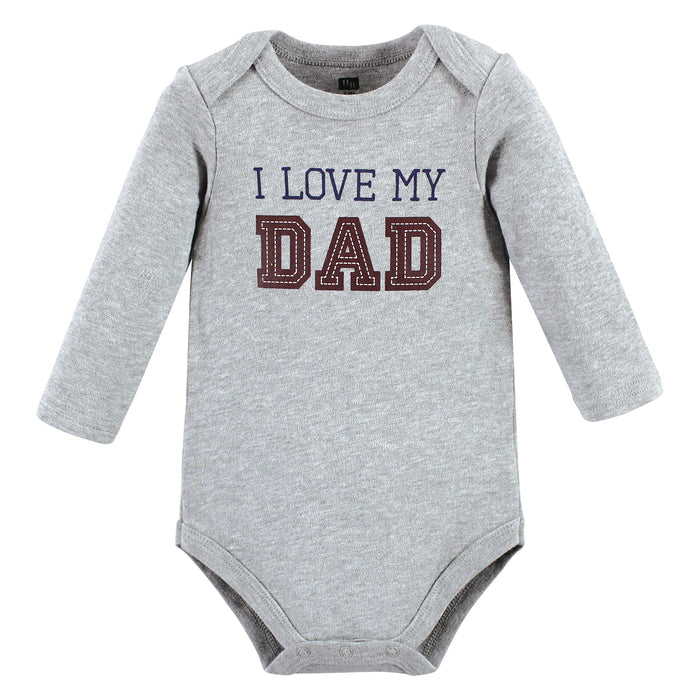 Hudson Baby Infant Boy Cotton Long-Sleeve Bodysuits, Love Dad