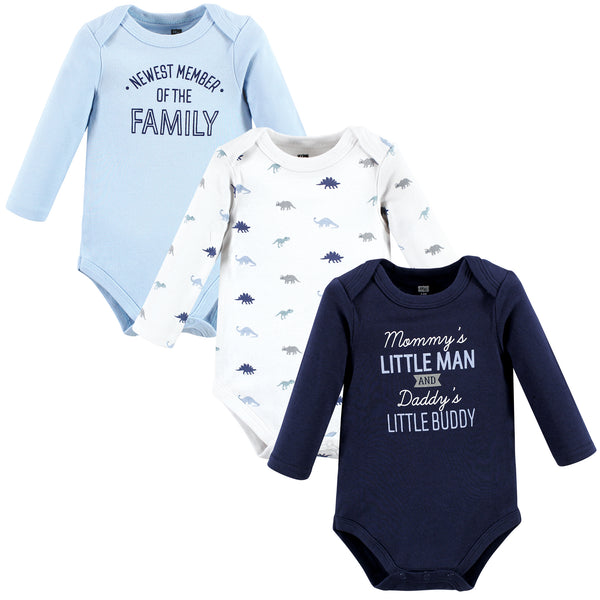 Hudson Baby Infant Boy Cotton Long-Sleeve Bodysuits, Newest Family Member