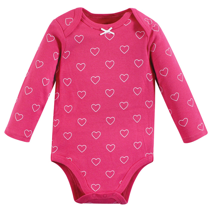 Hudson Baby Infant Girl Cotton Long-Sleeve Bodysuits, Mommy Latte