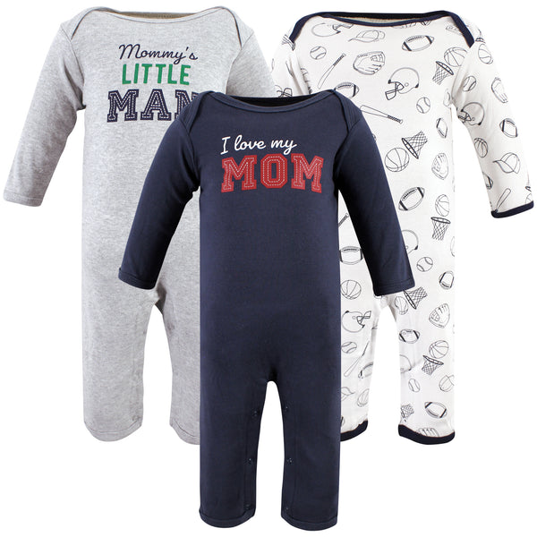 Hudson Baby Infant Boys Cotton Coveralls, Love Mom