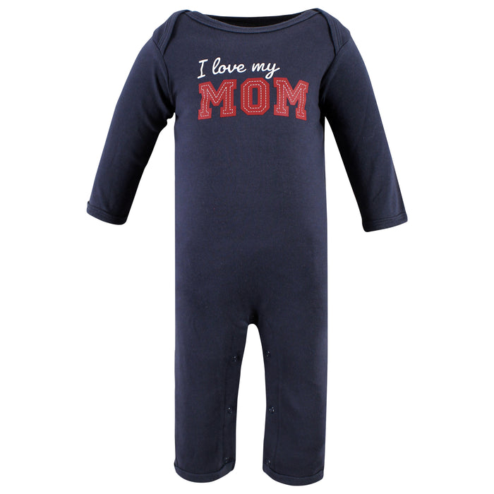 Hudson Baby Infant Boys Cotton Coveralls, Love Mom