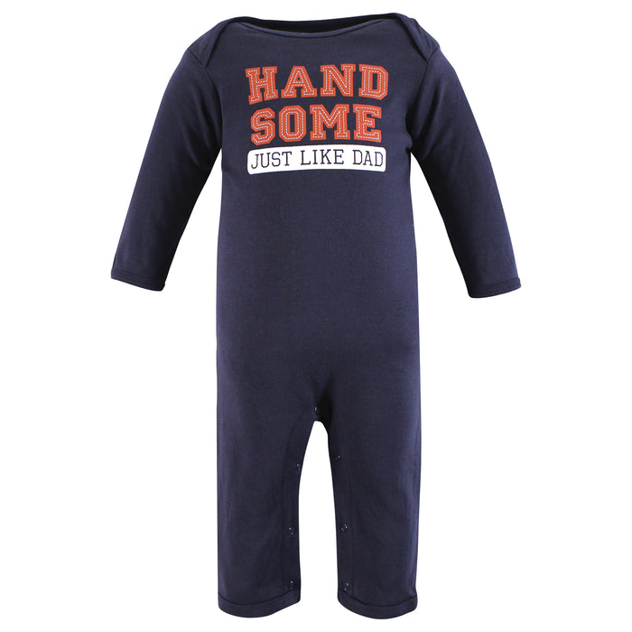 Hudson Baby Infant Boys Cotton Coveralls, Love Dad, 3-Pack