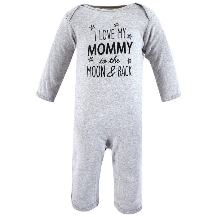 Hudson Baby Infant Boys Cotton Coveralls, Mom Dad Moon  Back