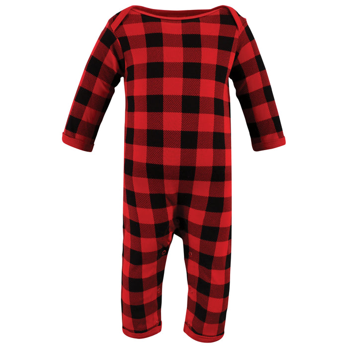 Hudson Baby Infant Boys Cotton Coveralls, Buffalo Plaid Family, 3-Pack