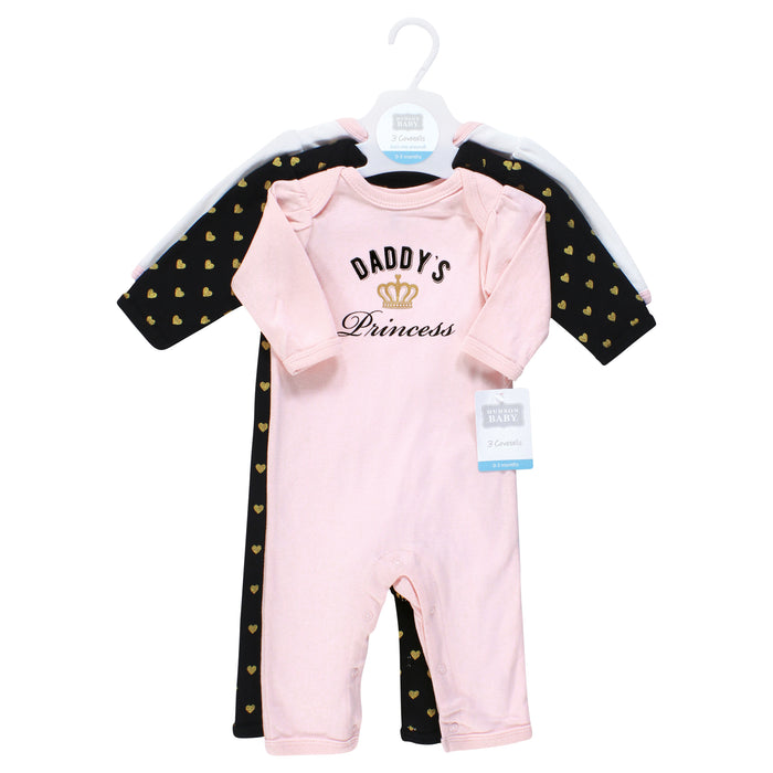 Hudson Baby Infant Girl Cotton Coveralls, Daddys Princess