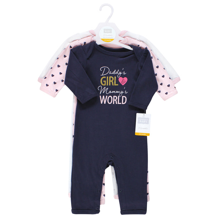 Hudson Baby Infant Girl Cotton Coveralls, Love At First Sight