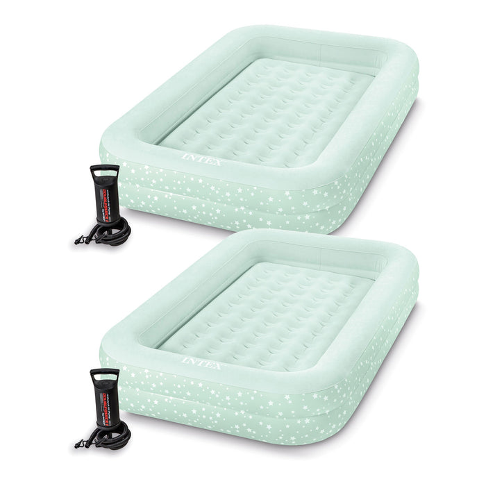 Intex Kids Travel Inflatable Air Mattress with Raised Sides & Hand Pump (2 Pack)