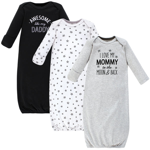 Hudson Baby Infant Boy Cotton Gowns, Mom Dad Moon And Back