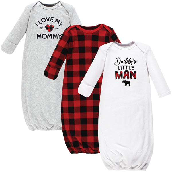 Hudson Baby Infant Boy Cotton Gowns, Buffalo Plaid Family