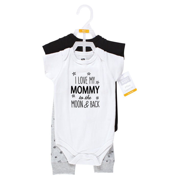Hudson Baby Cotton Bodysuit and Pant Set, Mom Dad Moon And Back