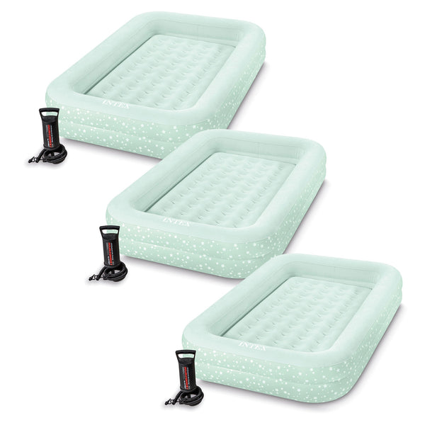 INTEX Kids Travel Inflatable Air Mattress with Raised Sides & Hand Pump (3 Pack)