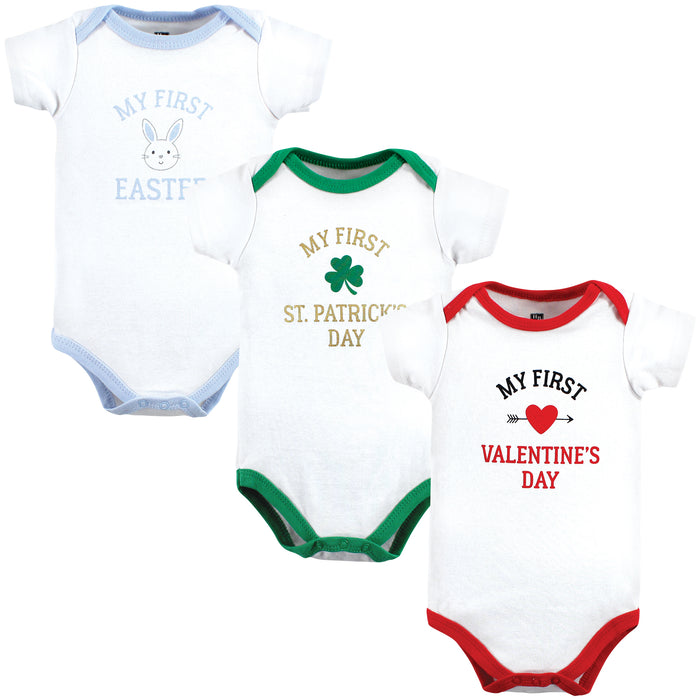 Hudson Baby Infant Boy Cotton Bodysuits, Boy First Valentine Easter