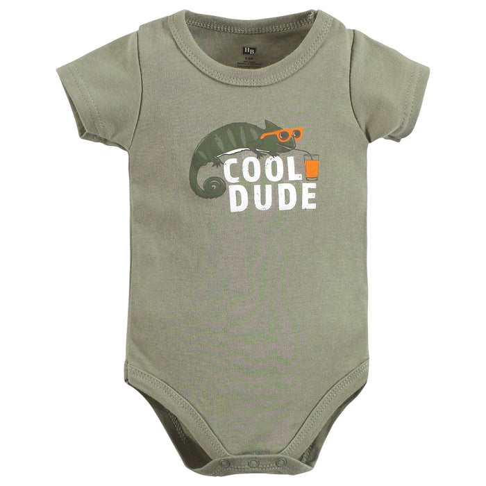 Hudson Baby Infant Boy Cotton Bodysuit, Shorts and Shoe Set, Cool Dude