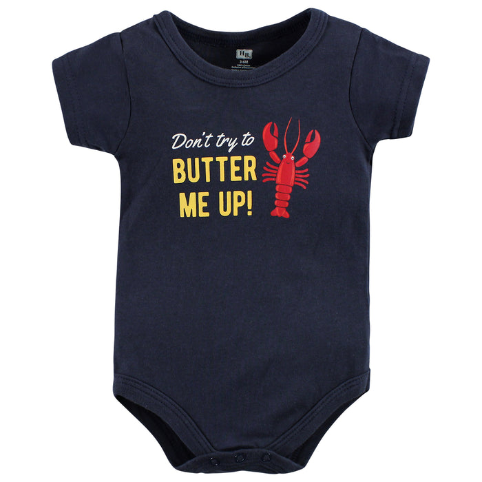 Hudson Baby Infant Boy Cotton Bodysuit, Shorts and Shoe Set, Butter Me Up Lobster