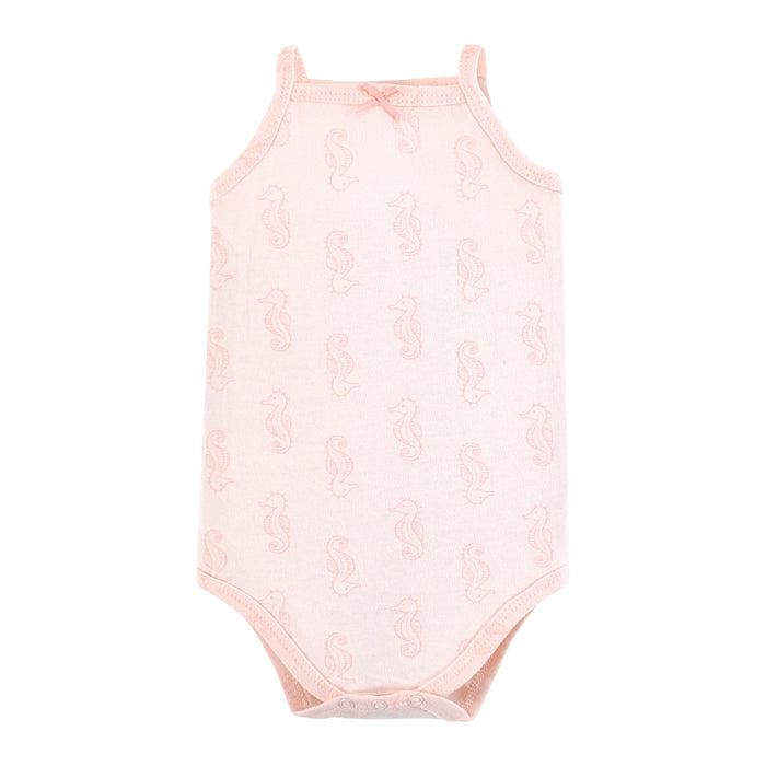 Hudson Baby Infant Girl Cotton Sleeveless Bodysuits, Turtley Adorable