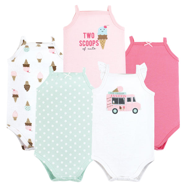 Hudson Baby Infant Girl Cotton Sleeveless Bodysuits, Girl Ice Cream Truck