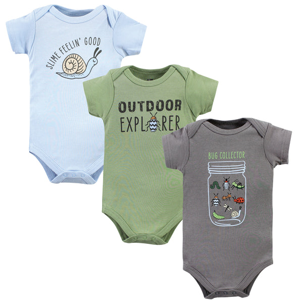 Hudson Baby 3-Pack Cotton Bodysuits, Bugs