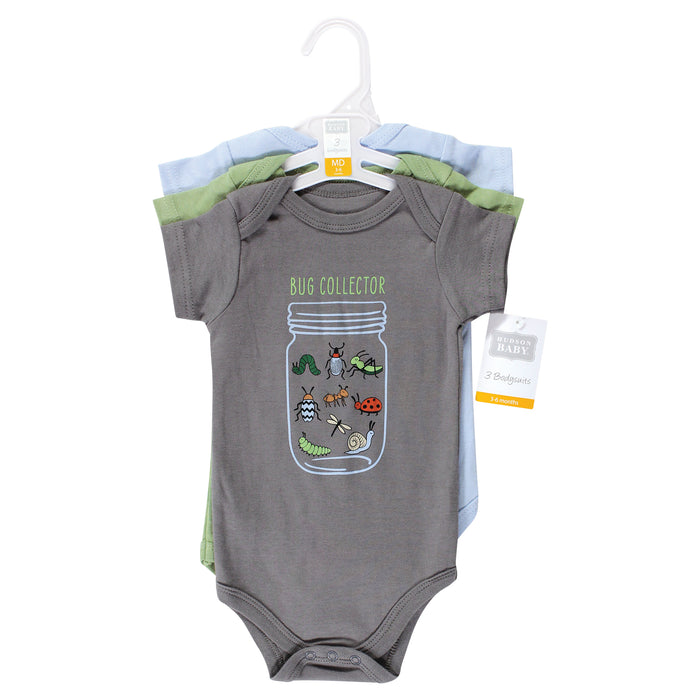 Hudson Baby 3-Pack Cotton Bodysuits, Bugs