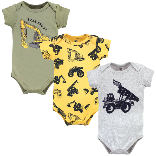 Hudson Baby Infant Boys Cotton Bodysuits, Construction Trucks