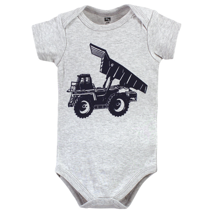 Hudson Baby Infant Boys Cotton Bodysuits, Construction Trucks