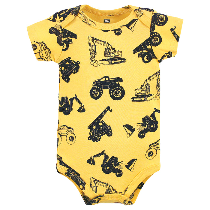 Hudson Baby Infant Boys Cotton Bodysuits, Construction Trucks