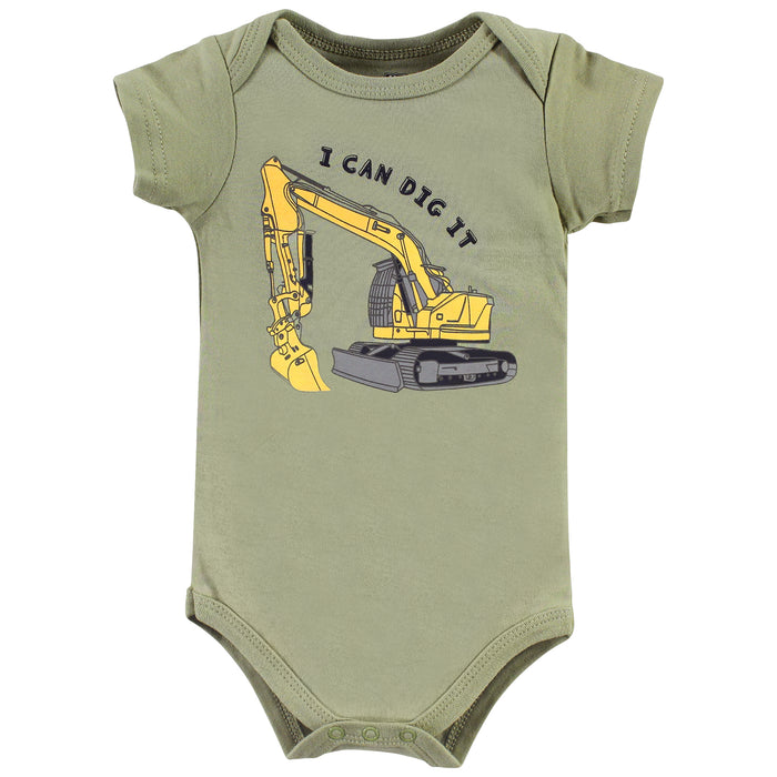 Hudson Baby Infant Boys Cotton Bodysuits, Construction Trucks