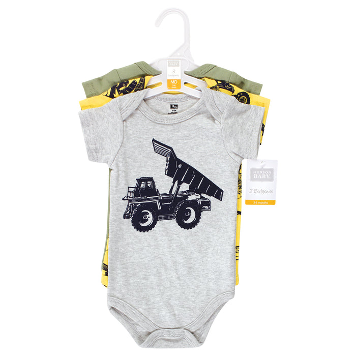 Hudson Baby Infant Boys Cotton Bodysuits, Construction Trucks