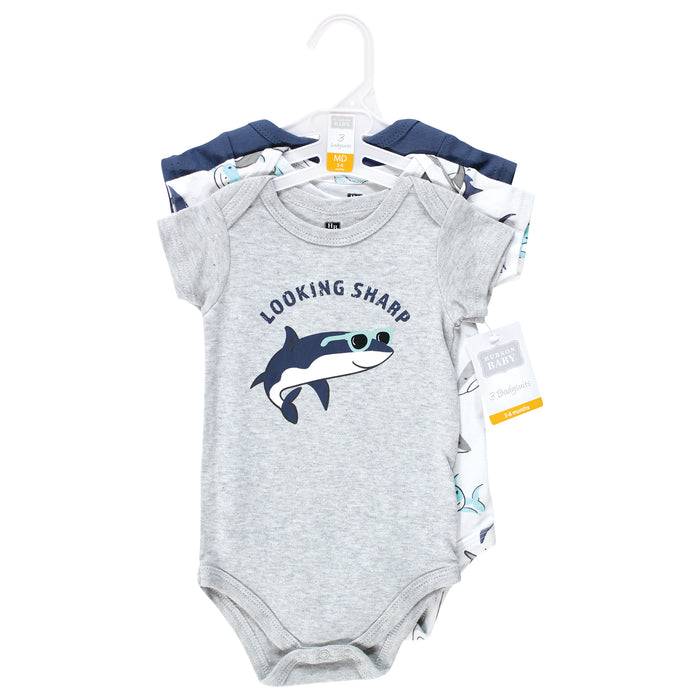 Hudson Baby 3-Pack Cotton Bodysuits, Fintastic