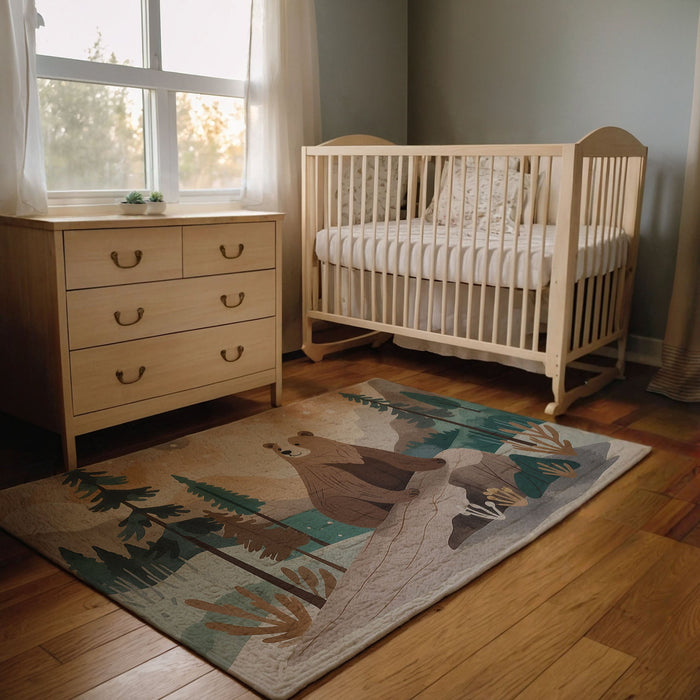 TeepeeJoy Bear Rug for Nursery and Kids Rooms - Bear-y Chill