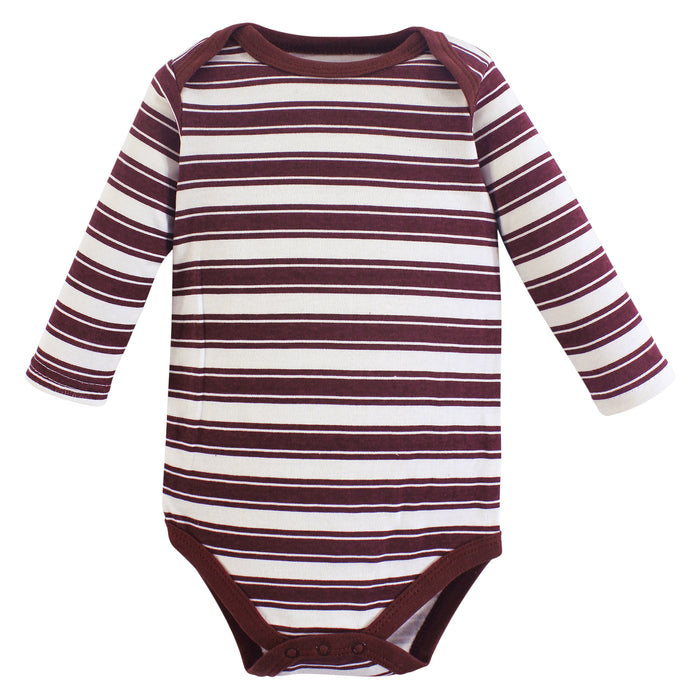 Hudson Baby Infant Boy Cotton Long-Sleeve Bodysuits, Football