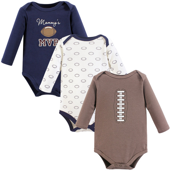 Hudson Baby Infant Boy Cotton Long-Sleeve Bodysuits, Football MVP